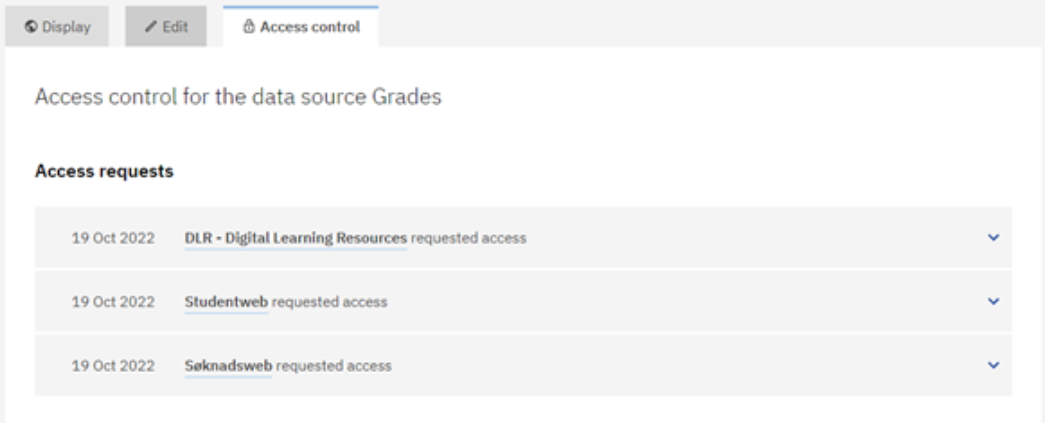 Screenshot of Access requests section of access control tab