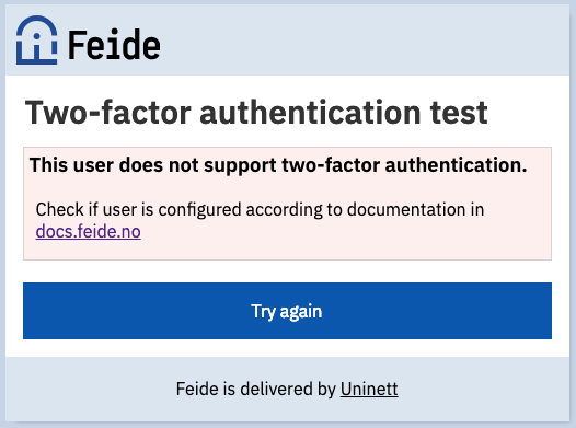 Failure stating This user does not support two-factor authentication