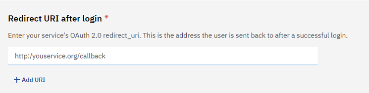 Screenshot of adding redirect URI after login for OIDC-configuration