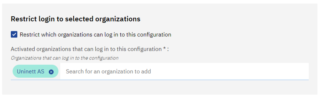 Screenshot of restrict login to the configuration